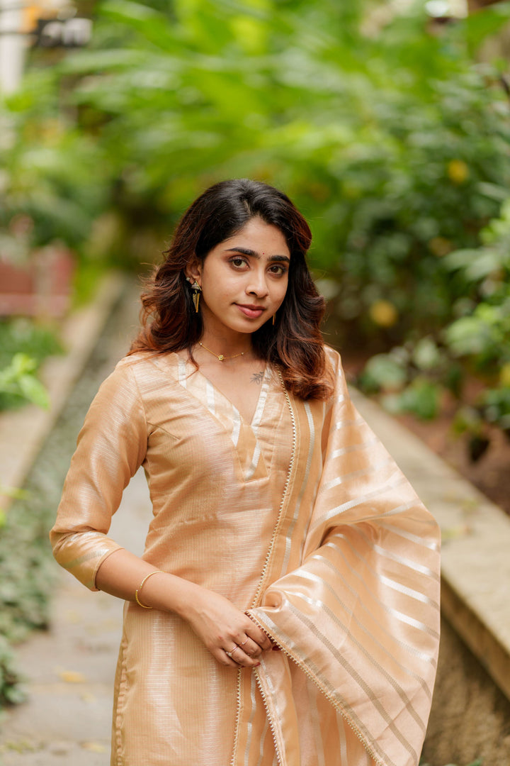 Swarupa Gold Kurti Set 3-Piece Set | Made To Order