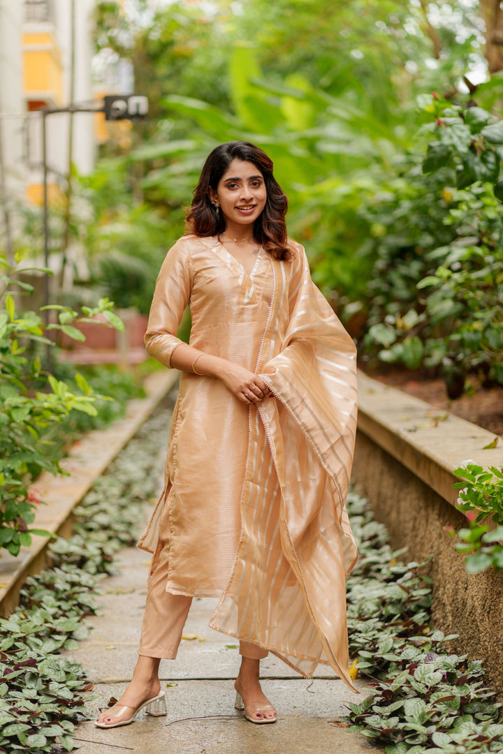 Swarupa Gold Kurti Set 3-Piece Set | Made To Order