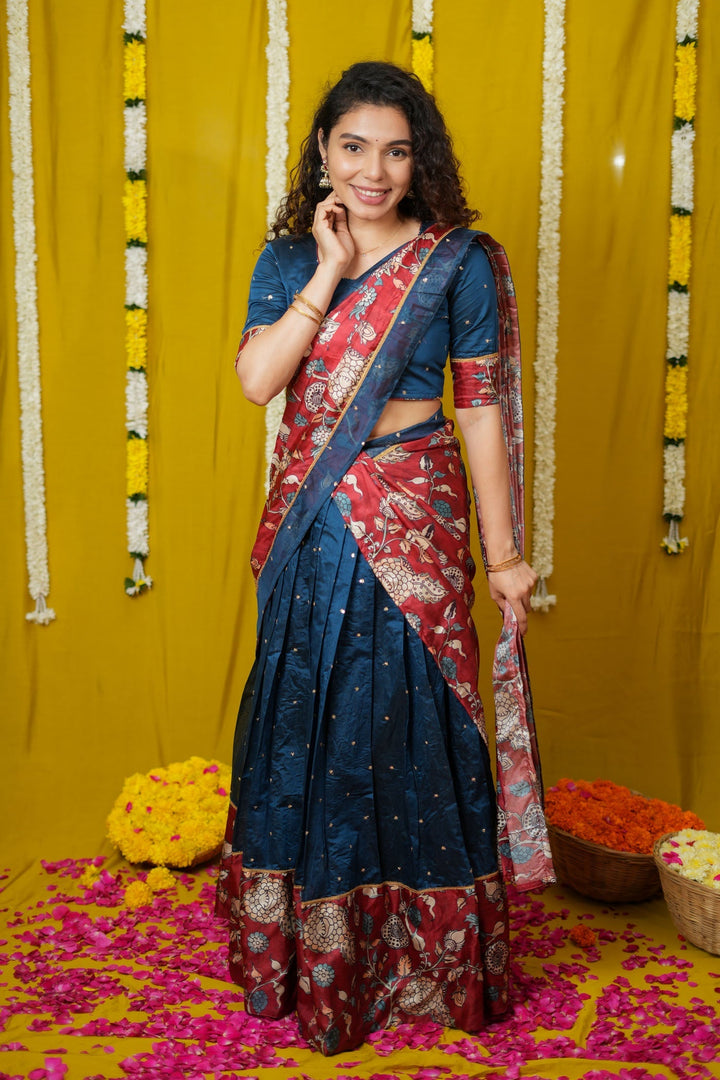 Manaswini Teal Lehenga Set (Set of 3) | SHOBITAM