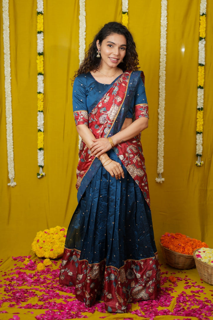Manaswini Teal Lehenga Set (Set of 3) | SHOBITAM