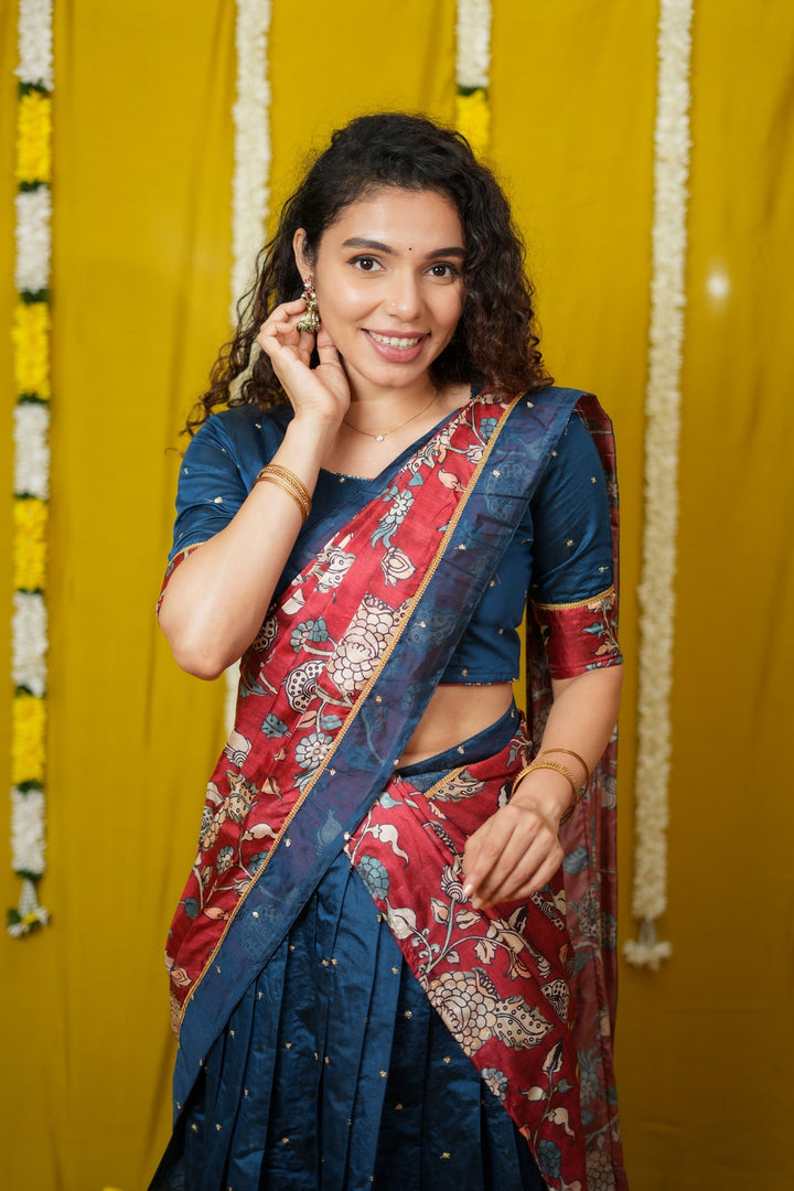 Manaswini Teal Lehenga Set (Set of 3) | SHOBITAM
