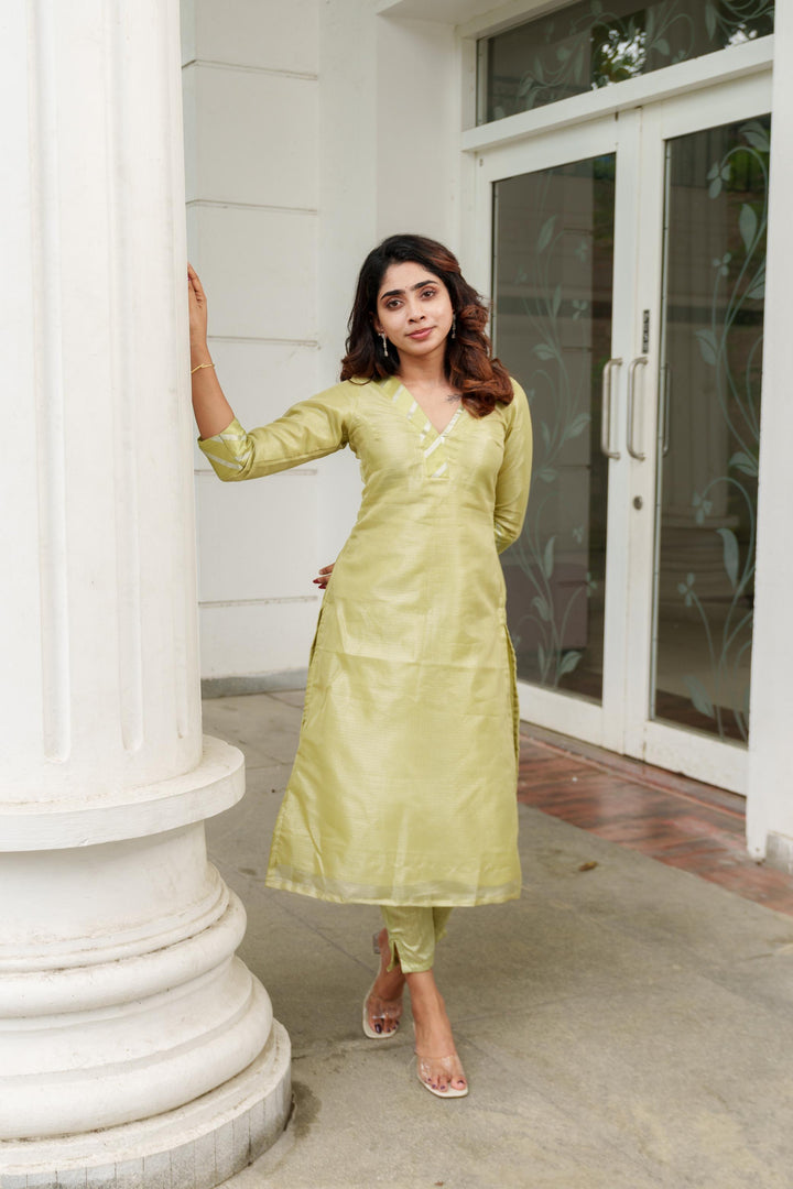 Pastel Mint Green Kurti Set 3-Piece Set | Made To Order
