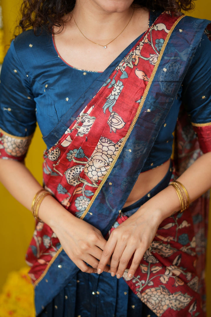Manaswini Teal Lehenga Set (Set of 3) | SHOBITAM
