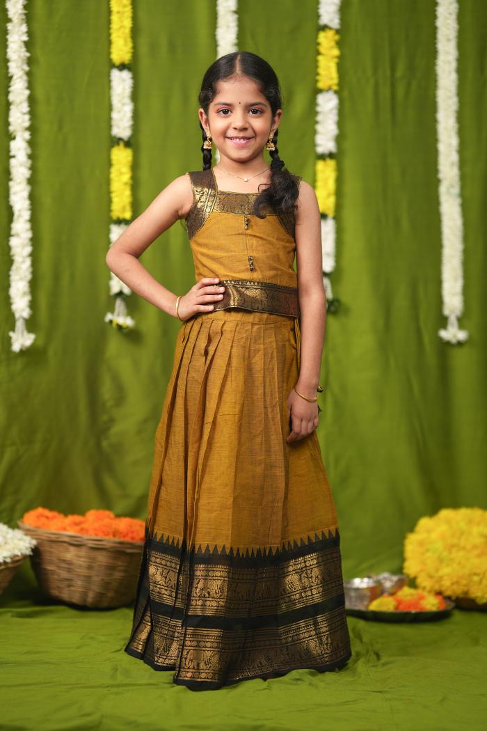 Prisha Mustard Lehenga Mini | Made To Order