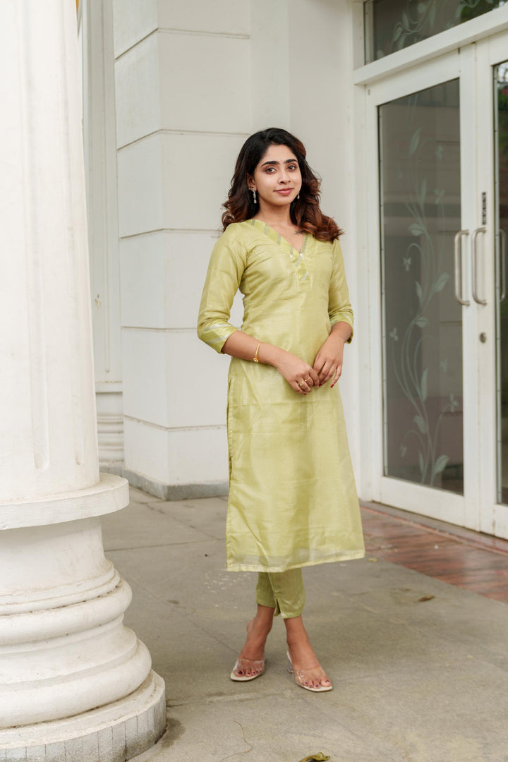 Pastel Mint Green Kurti Set 3-Piece Set | Made To Order