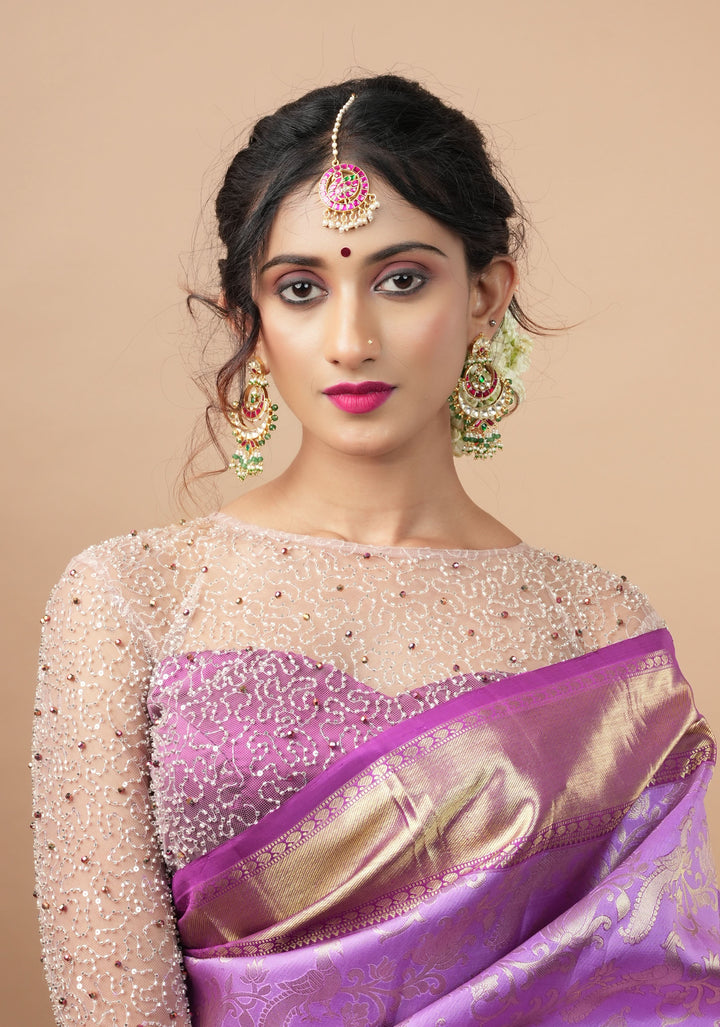 Maang Tika - Peacock Design Ahmedabadi Kundan Jadau Hair Ornament