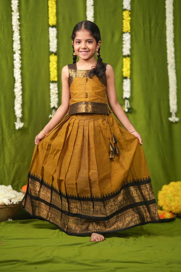 Prisha Mustard Lehenga Mini | Made To Order
