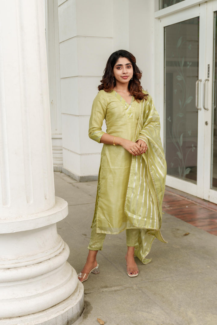 Pastel Mint Green Kurti Set 3-Piece Set | Made To Order