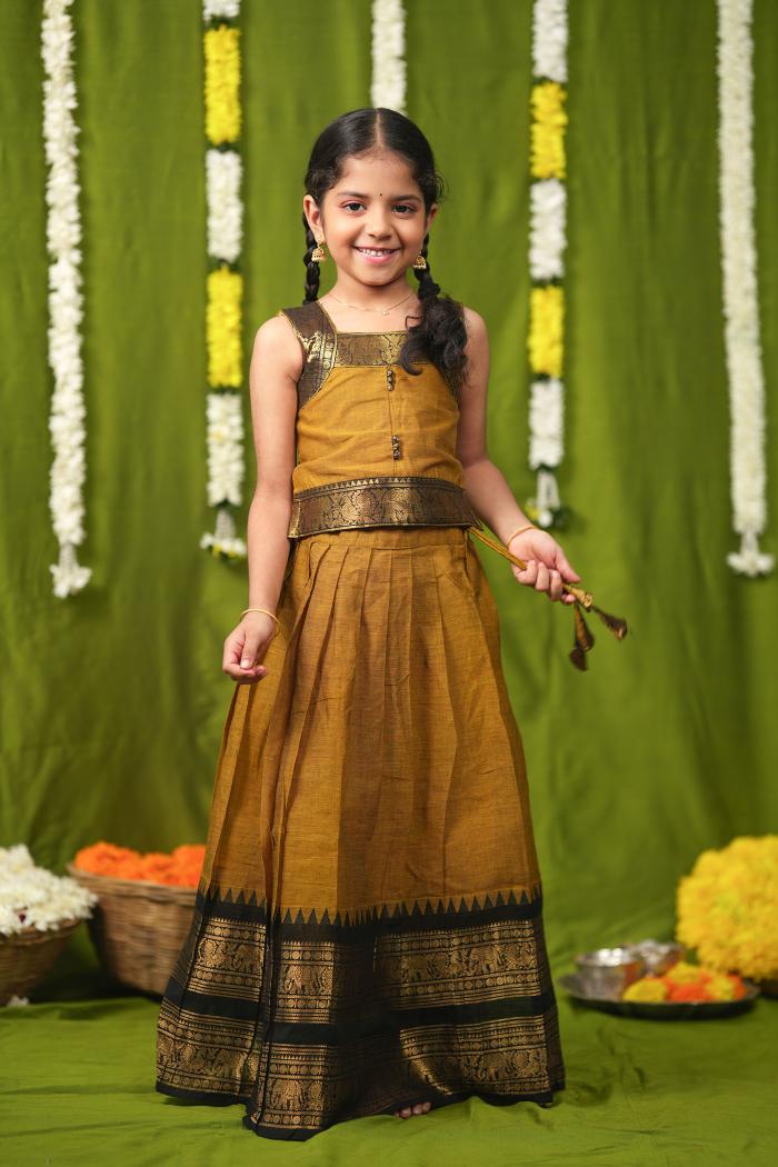 Prisha Mustard Lehenga Mini | Made To Order