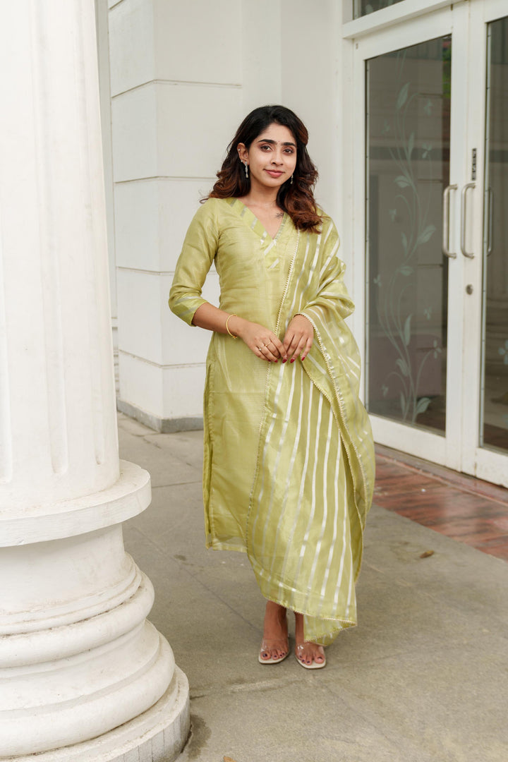 Pastel Mint Green Kurti Set 3-Piece Set | Made To Order