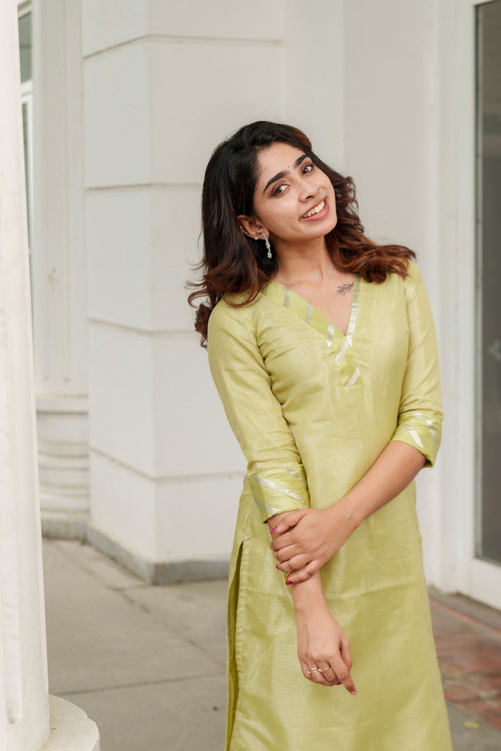 Pastel Mint Green Kurti Set 3-Piece Set | Made To Order