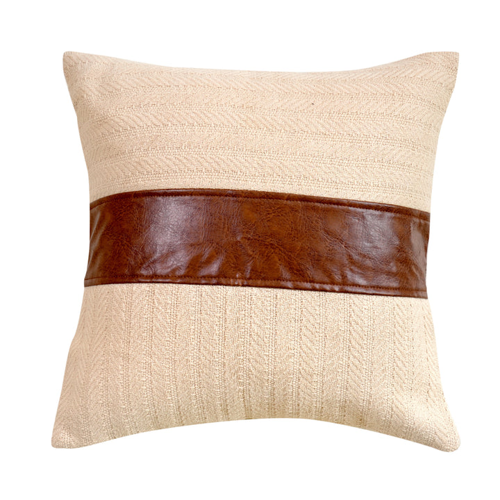 Minimial Beige Cushion Covers Stone Beige, 16" x 16", Pack of 2-SHOBITAM