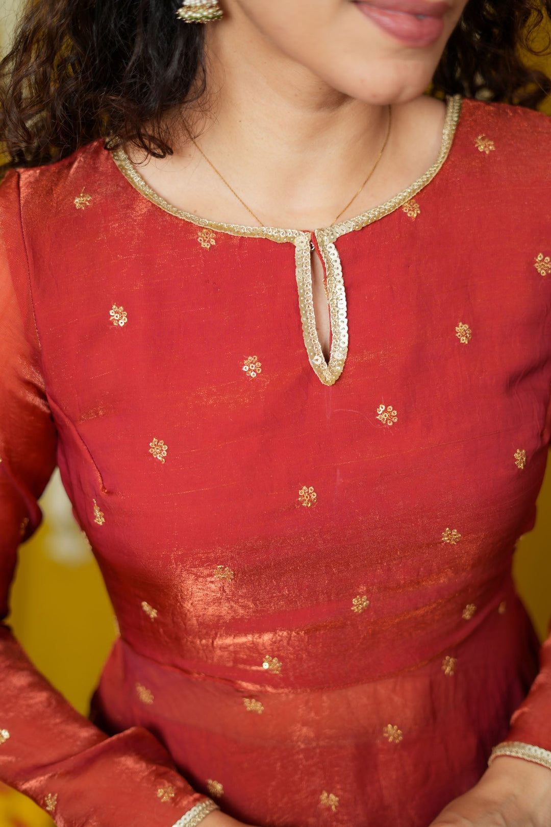 Pirainila Rust Orange Anarkali Kurta (Set of 2) | SHOBITAM