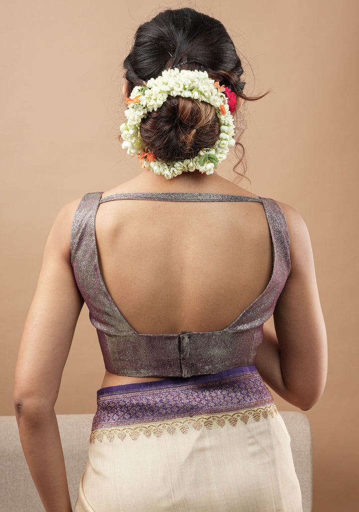 Amethyst Shimmer Deep Sweatheart neck sleeveless blouse, Made to Order
