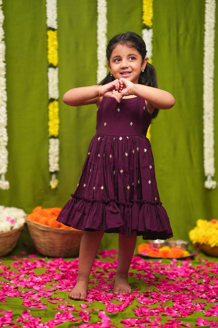 Meera Wine Frock Mini | Made To Order