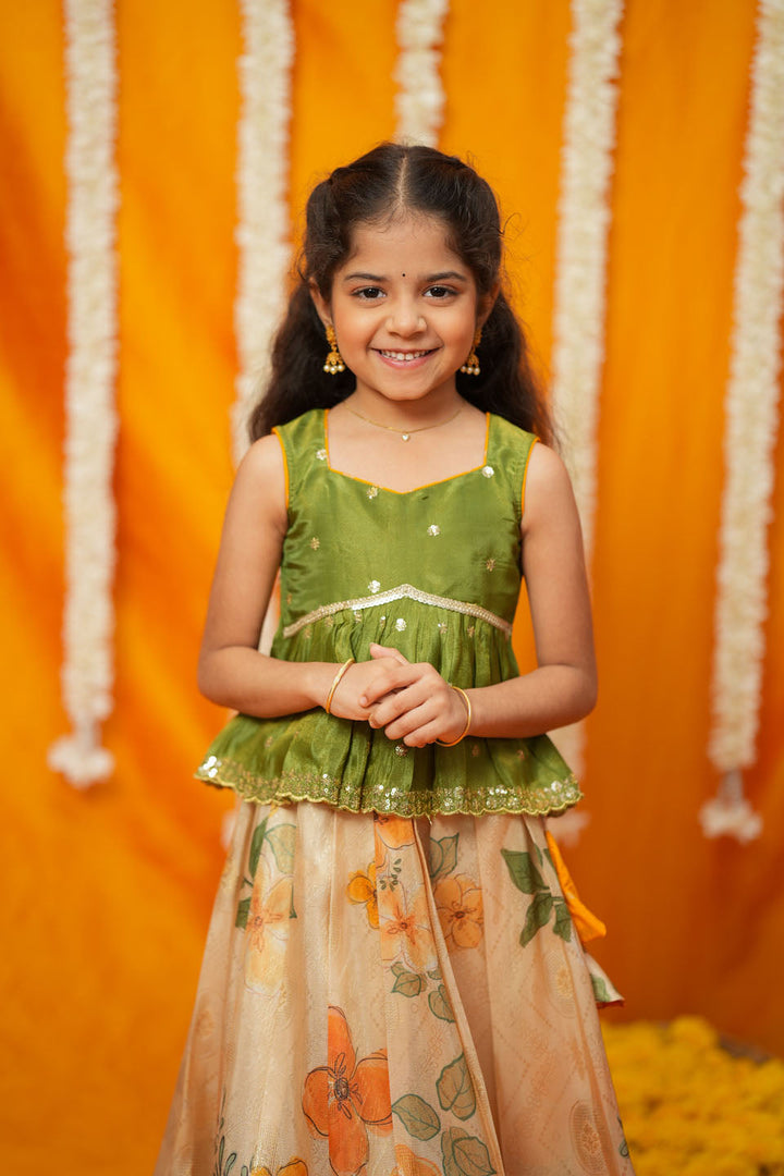 Harita Floral Ivory Mini Lehenga Set | Made To Order | SHOBITAM