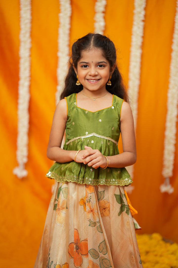 Harita Floral Ivory Mini Lehenga Set | Made To Order | SHOBITAM