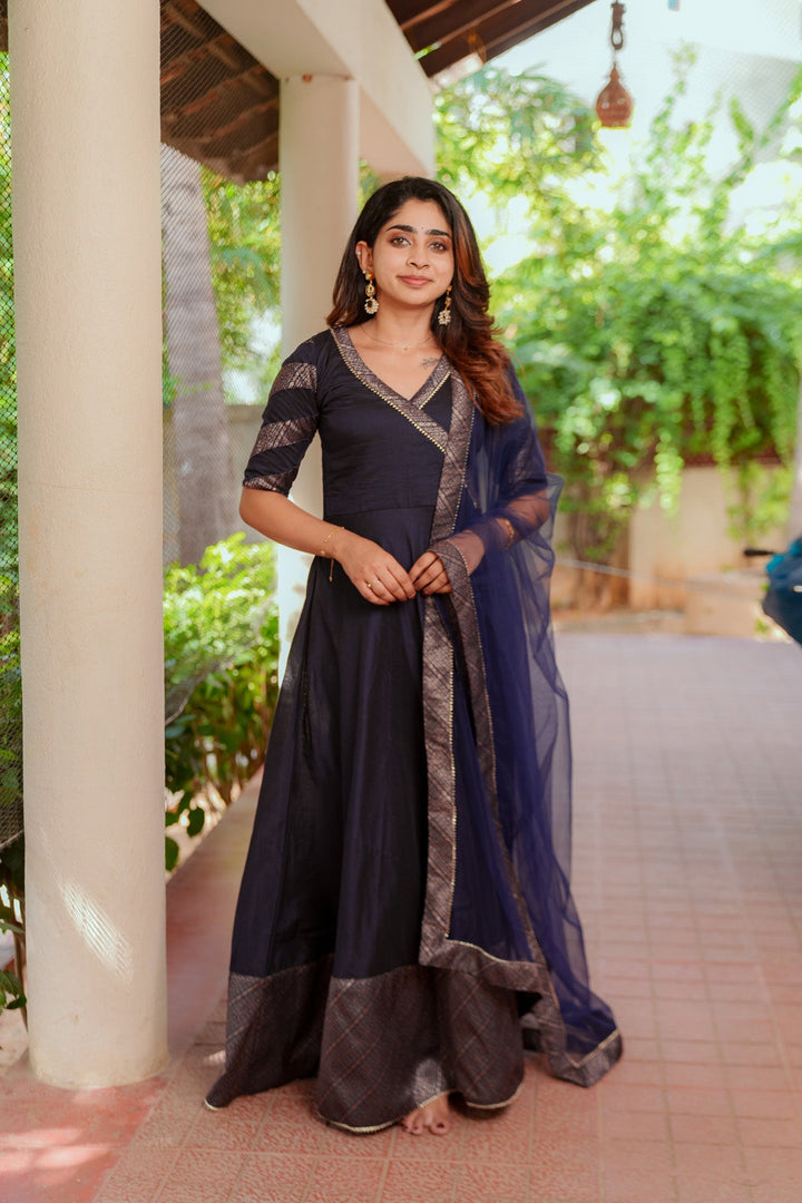 Anjana Navy Blue Dress | Made To Order