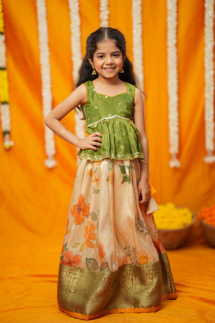 Harita Floral Ivory Mini Lehenga Set | Made To Order | SHOBITAM