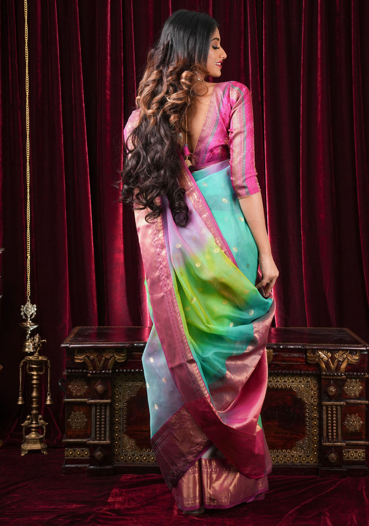 Stunning Ombre Chanderi Silk Saree in Multicolor Tone