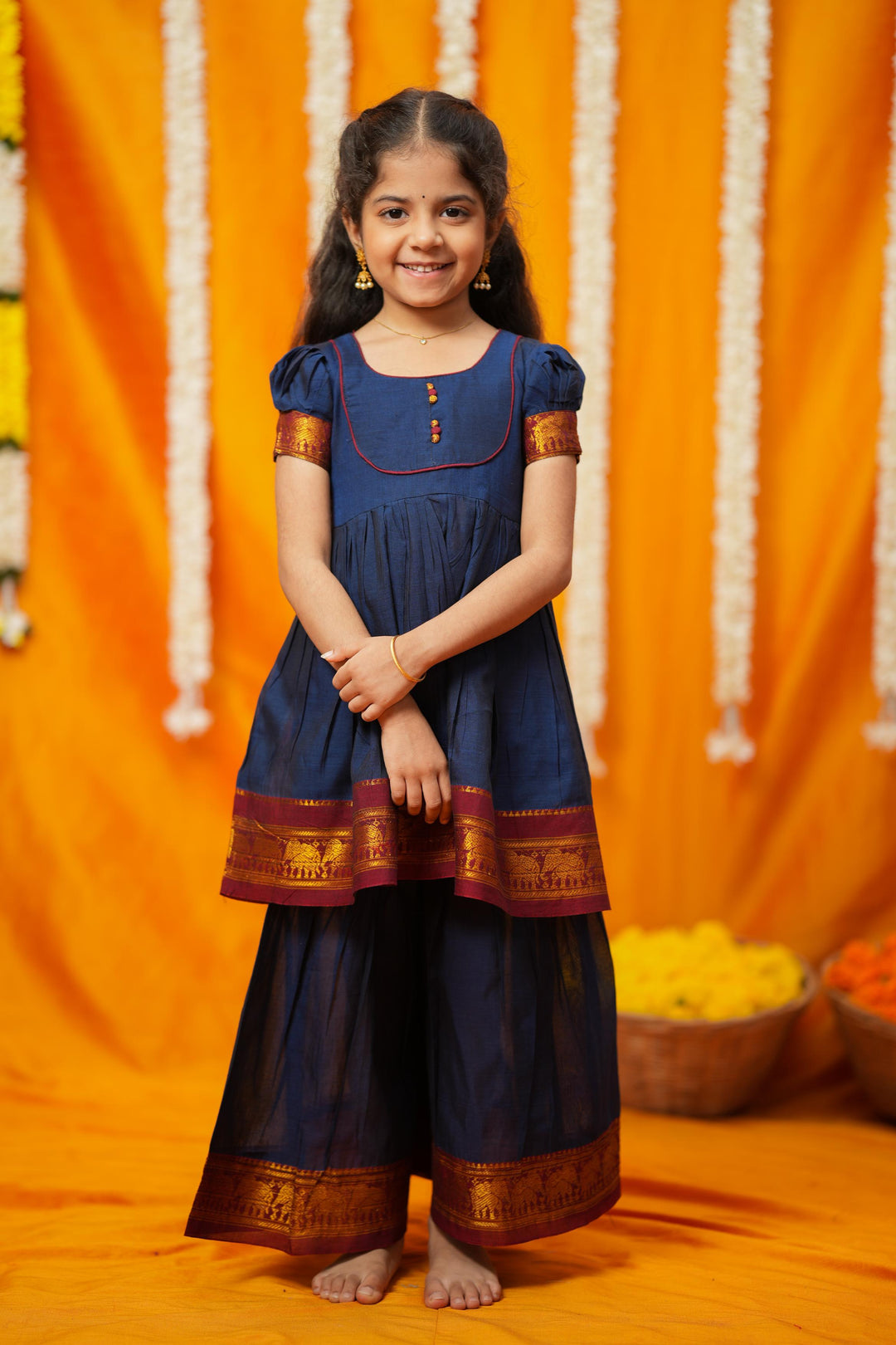 Ezhili Navy Handloom mini | Made To Order