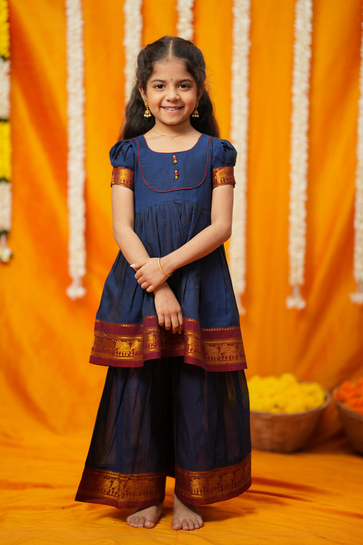 Ezhili Navy Handloom mini | Made To Order