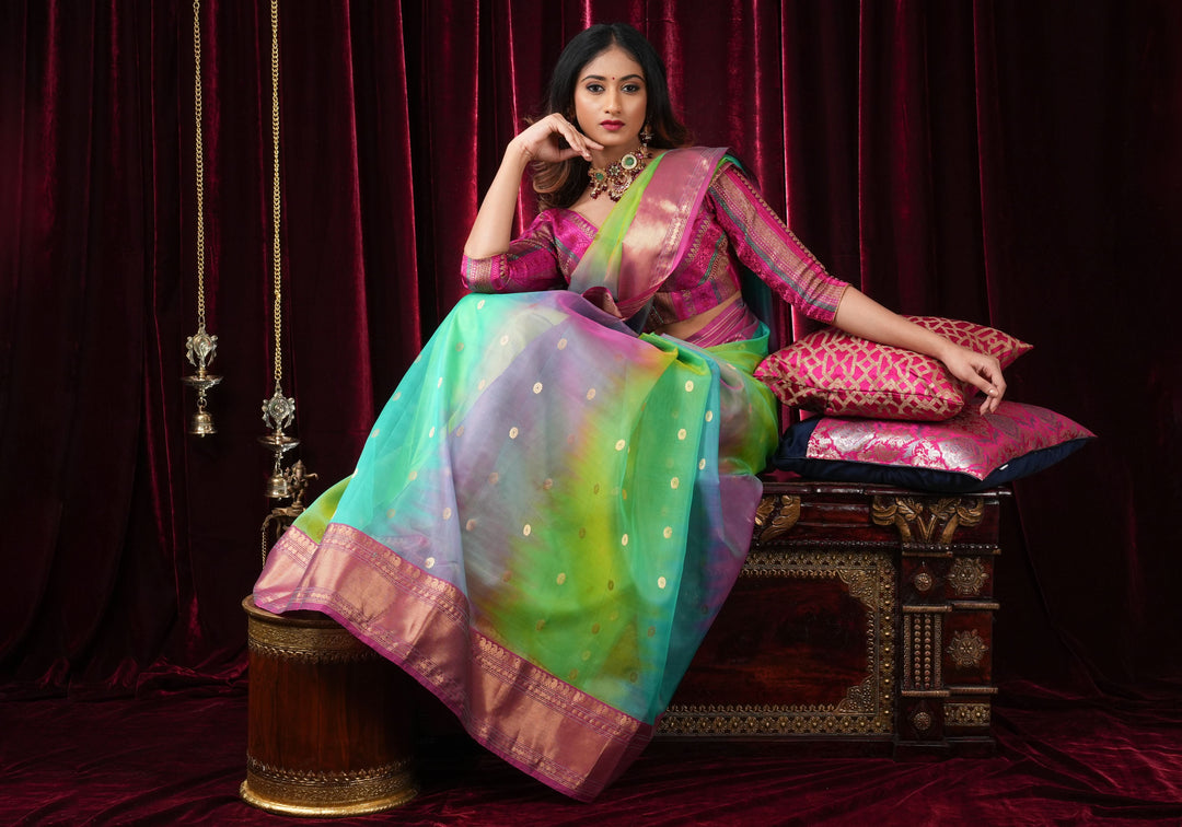 Stunning Ombre Chanderi Silk Saree in Multicolor Tone