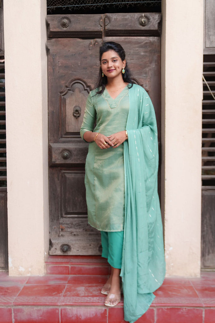 Ananya Mint Green Kurti Set | Made To Order