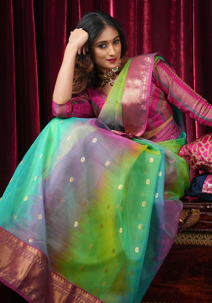 Stunning Ombre Chanderi Silk Saree in Multicolor Tone
