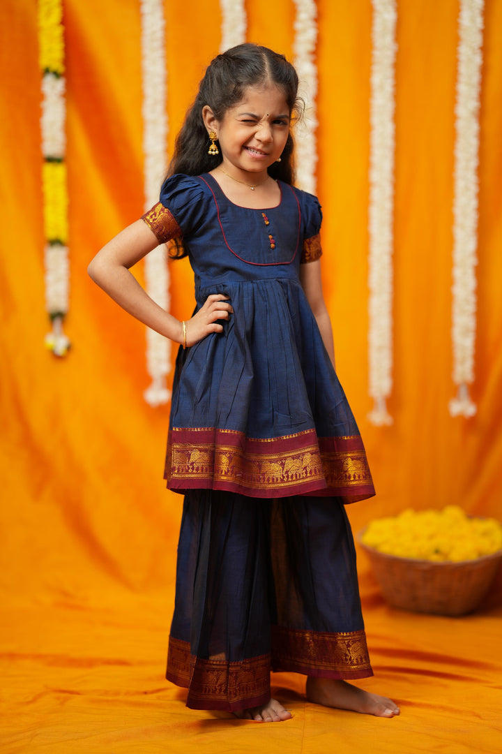 Ezhili Navy Handloom mini | Made To Order