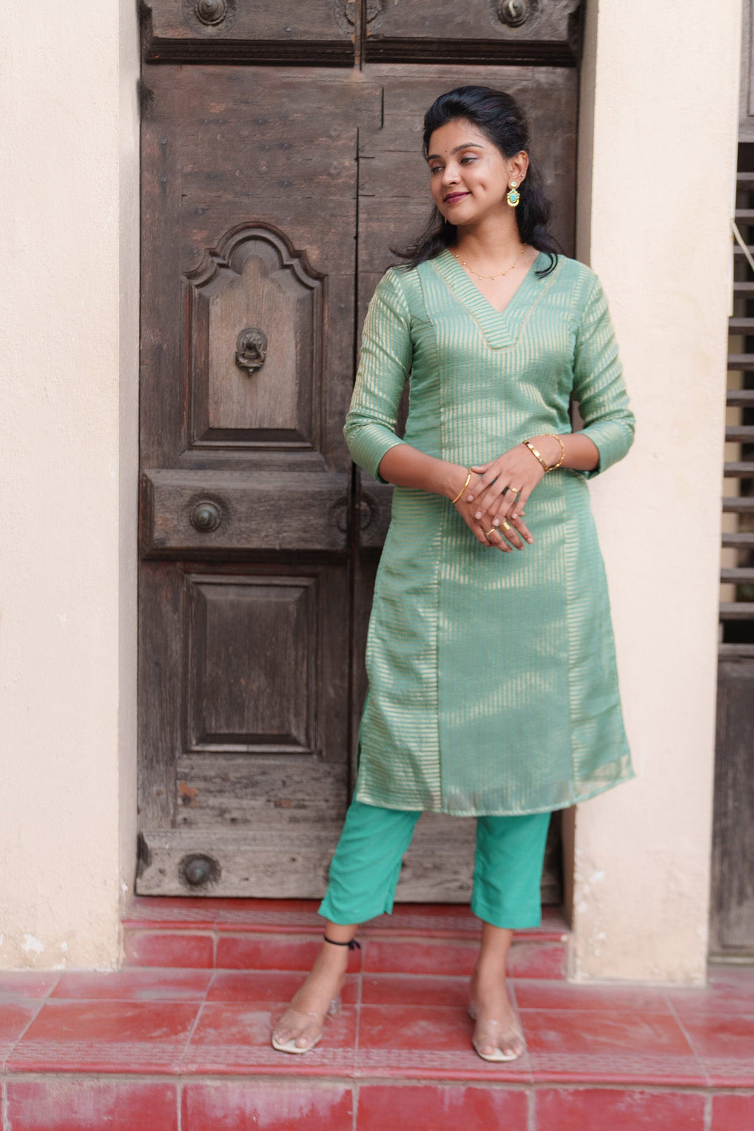 Ananya Mint Green Kurti Set | Made To Order