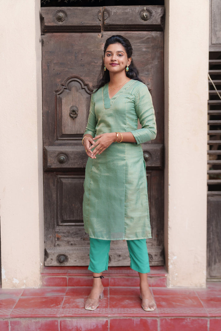 Ananya Mint Green Kurti Set | Made To Order