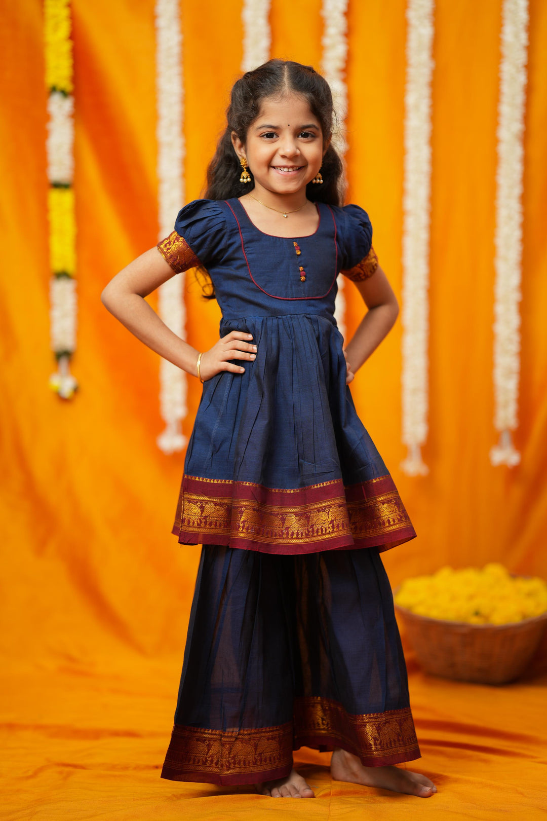 Ezhili Navy Handloom mini | Made To Order