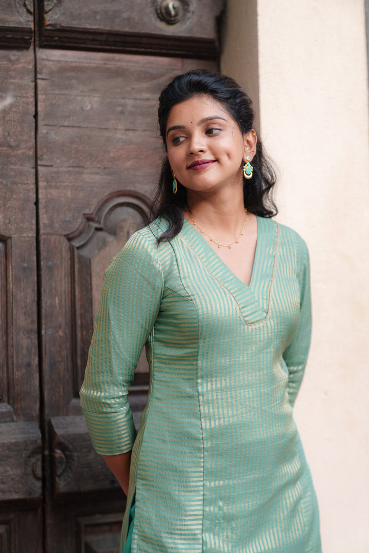 Ananya Mint Green Kurti Set | Made To Order