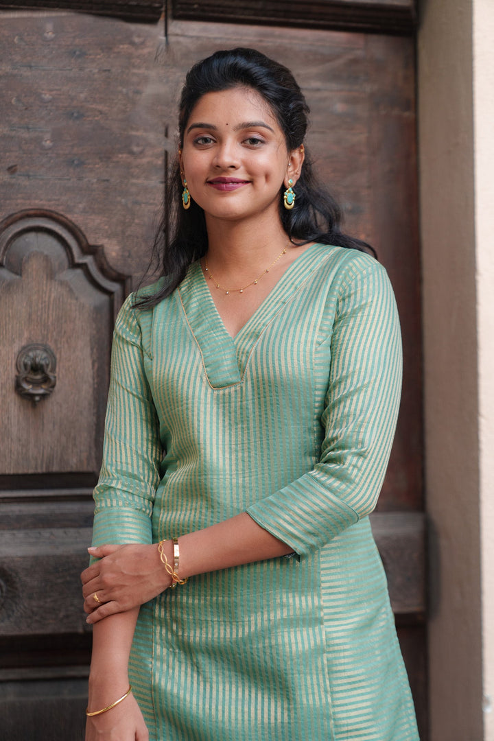 Ananya Mint Green Kurti Set | Made To Order