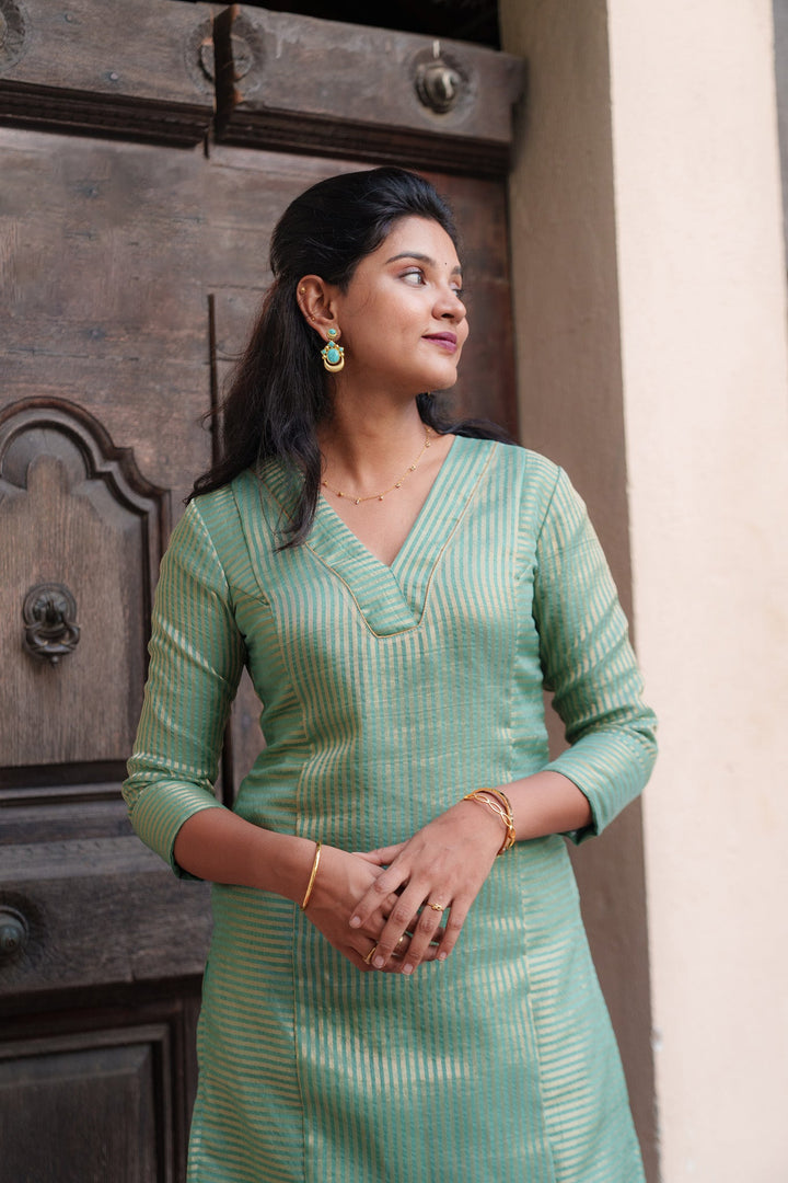 Ananya Mint Green Kurti Set | Made To Order