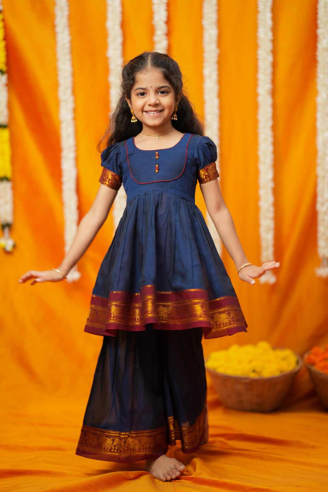 Ezhili Navy Handloom mini | Made To Order