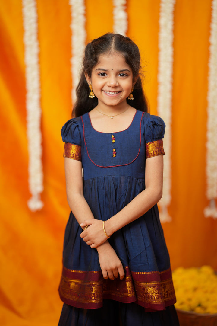 Ezhili Navy Handloom mini | Made To Order