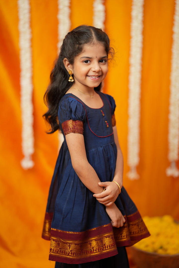 Ezhili Navy Handloom mini | Made To Order