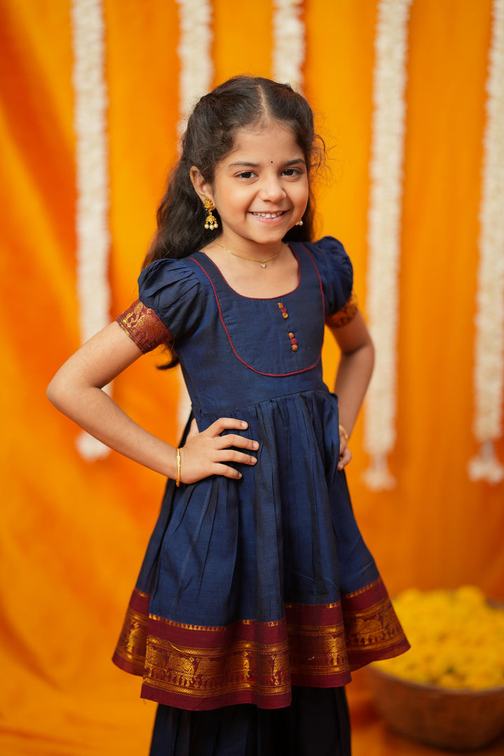 Ezhili Navy Handloom mini | Made To Order