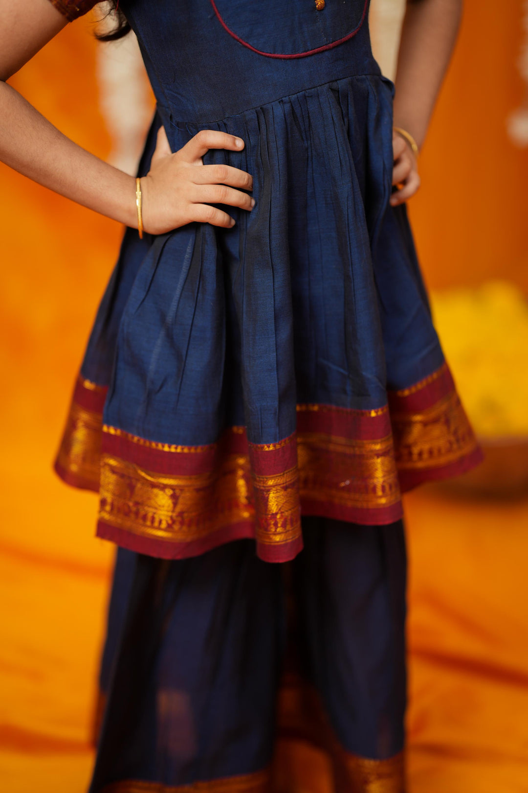 Ezhili Navy Handloom mini | Made To Order