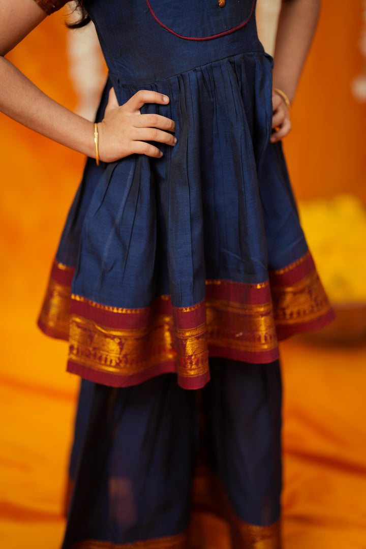 Ezhili Navy Handloom mini | Made To Order