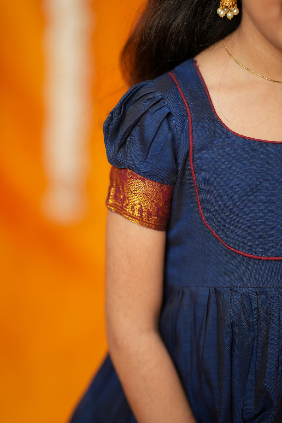 Ezhili Navy Handloom mini | Made To Order