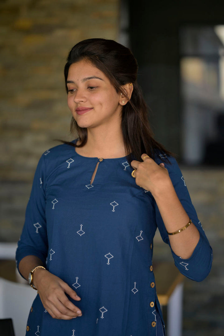 Indigo Cotton 2 Piece Kurta Set | Made To Order
