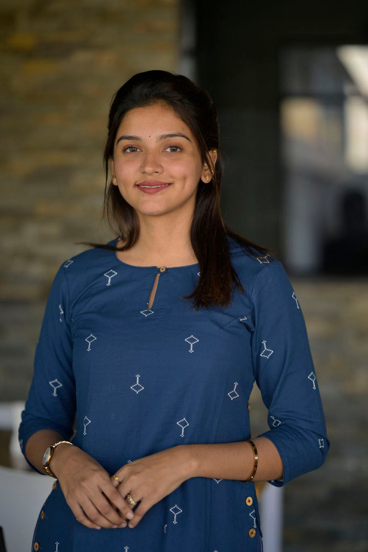 Indigo Cotton 2 Piece Kurta Set | Made To Order