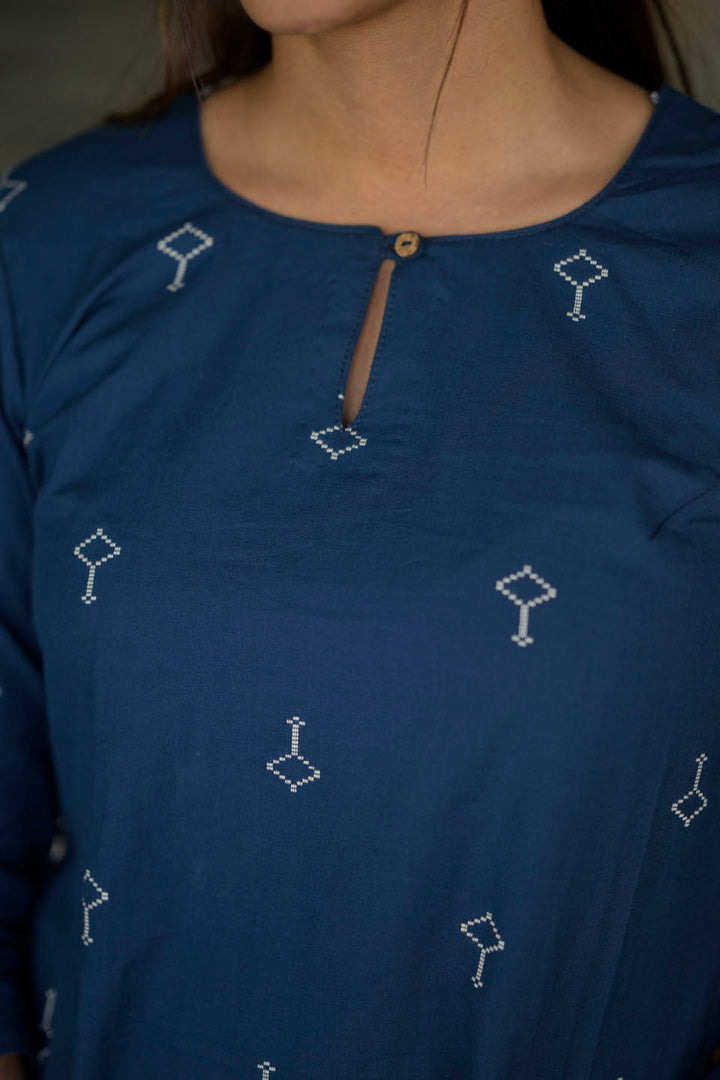 Indigo Cotton 2 Piece Kurta Set | Made To Order