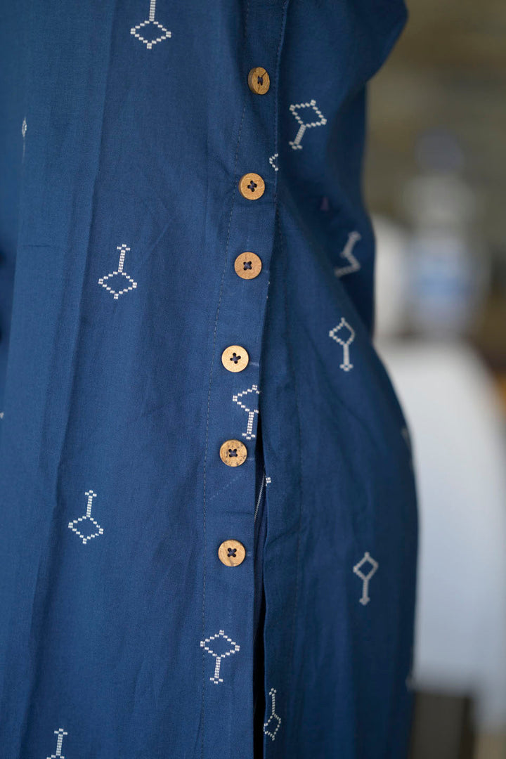 Indigo Cotton 2 Piece Kurta Set | Made To Order