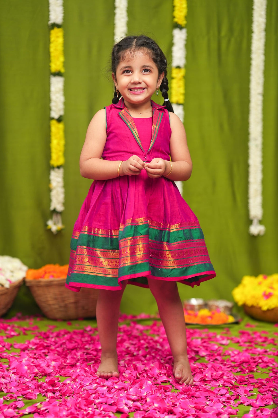 Jayanti Pink Frock Mini (Set of 2) | Made to Order | SHOBITAM