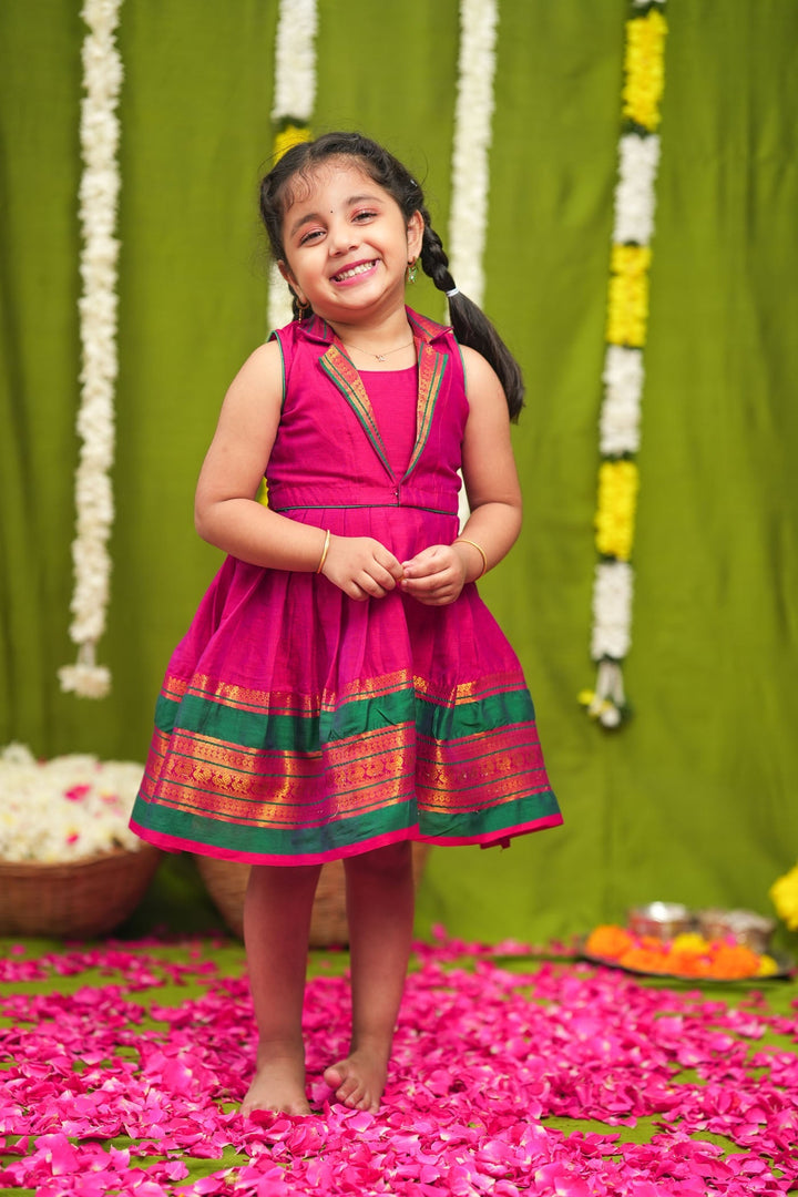 Jayanti Pink Frock Mini (Set of 2) | Made to Order | SHOBITAM