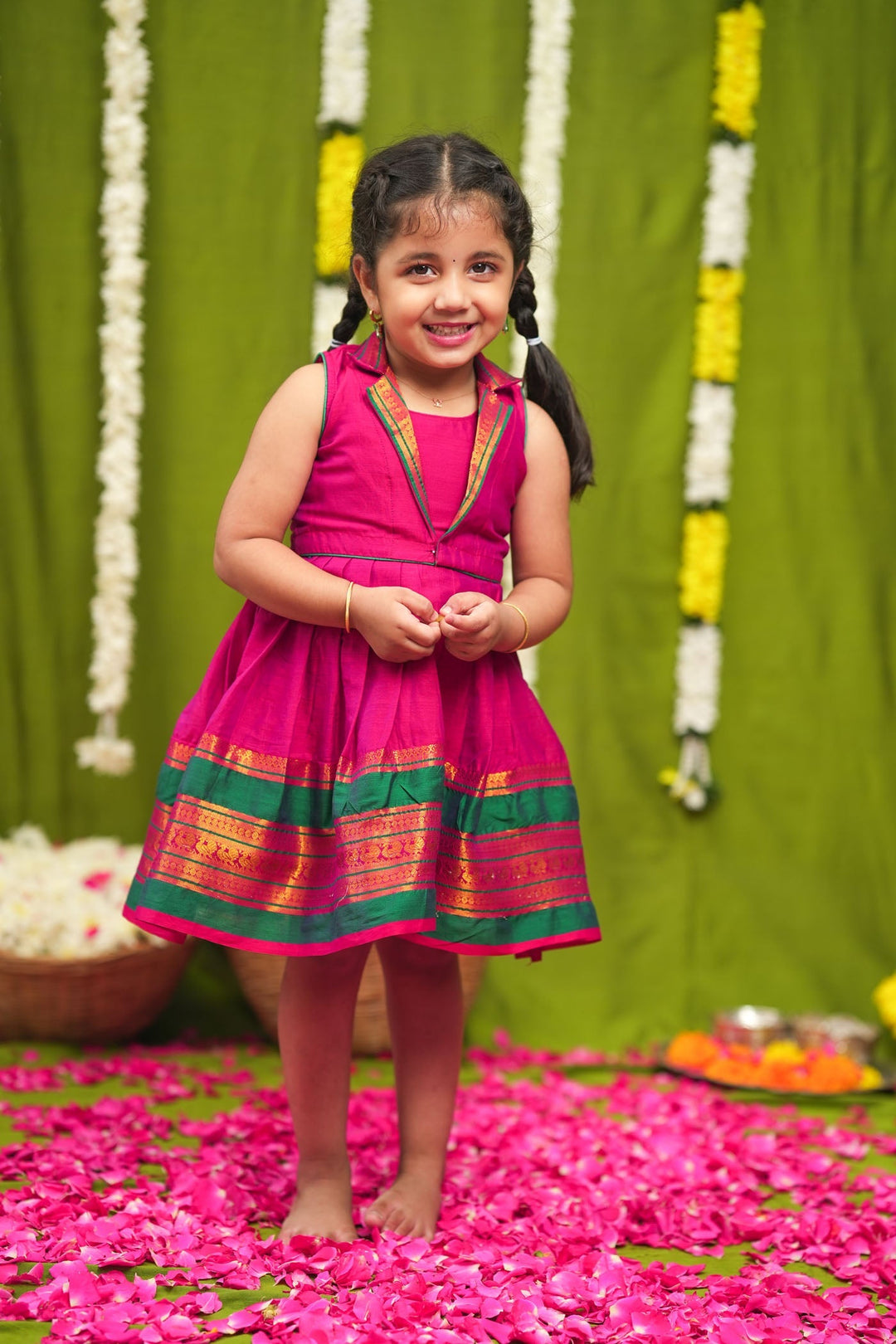 Jayanti Pink Frock Mini (Set of 2) | Made to Order | SHOBITAM